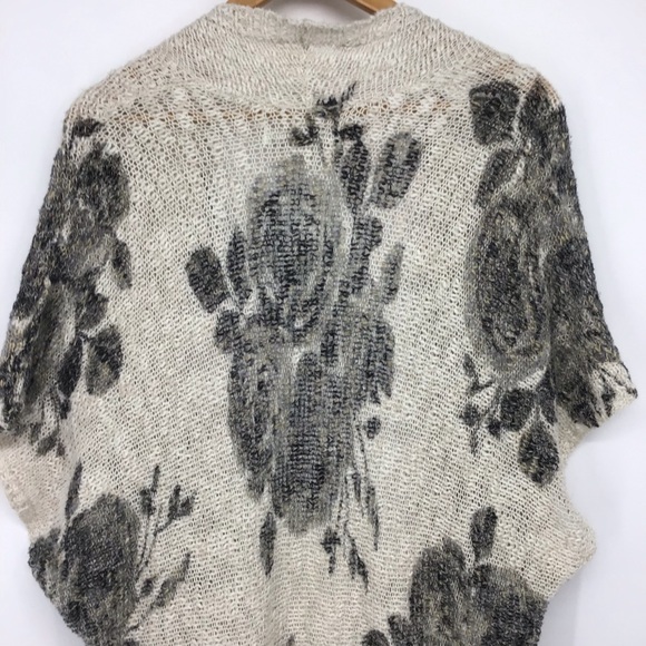 Abercrombie & Fitch White Gray Floral Open Front Loose Knit Cardigan - Picture 10 of 15